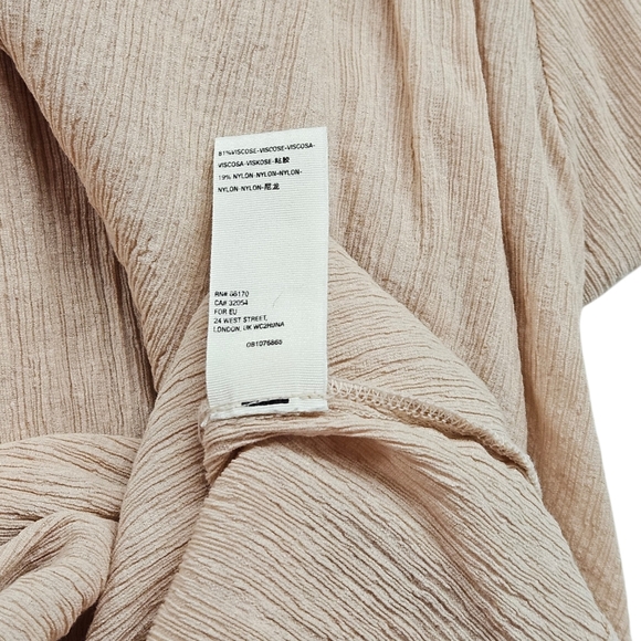 Free People Check On It Long Sleeve Open Wrap Top In Pink Peach Size Medium - Picture 7 of 9